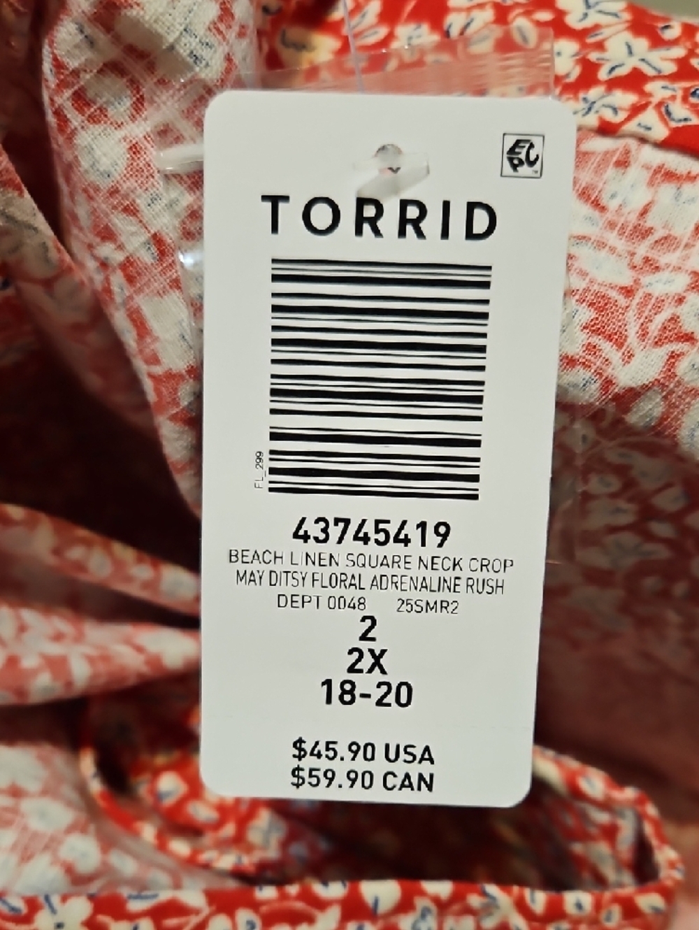 torrid Red Floral Square-Neck Tank - Picture 7 of 8